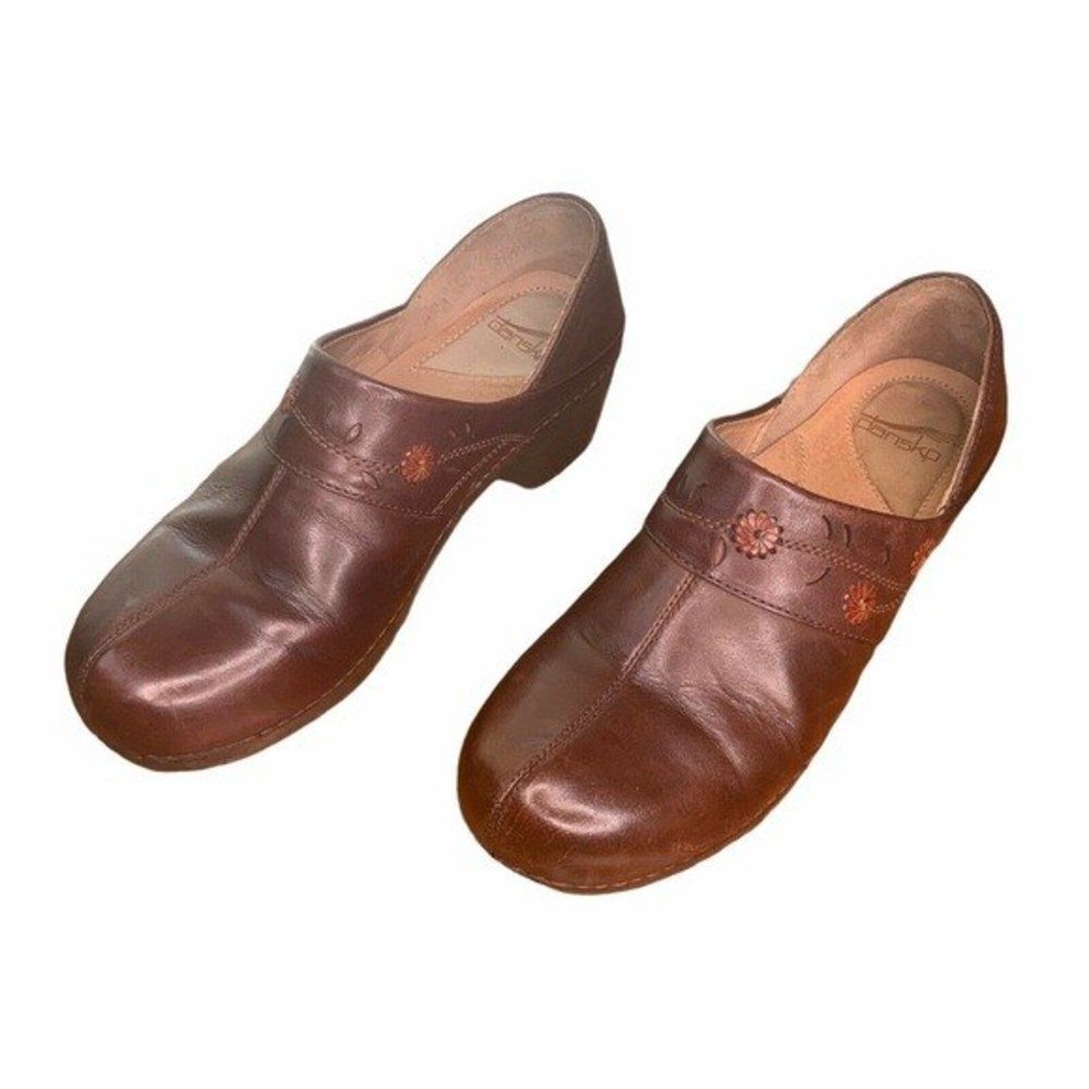 Dansko Leather Clogs Floral Size EU 40 US 9.5